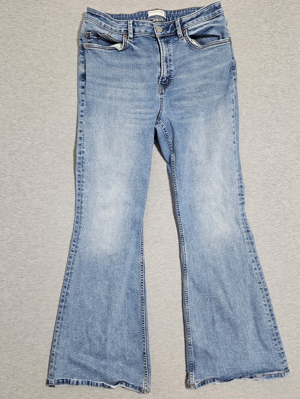 Free People curvy  blue denim jeans Size 30" #denim #flared #boho #fall #wideleg